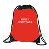merry kissmyass Drawstring Bags