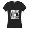 straight outta excuses Women's V-Neck T-Shirt