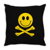 smiley pirate skull and crossbones Throw Pillow