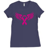 breast cancer ribbon with wing Ladies Fitted T-Shirt