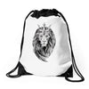 lion with crown Drawstring Bags