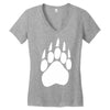 large bear paw print crew neck long sleeve Women's V-Neck T-Shirt