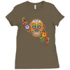women's sugar skull purple Ladies Fitted T-Shirt