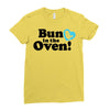Bun in the Oven with Heart Baby Boy Ladies Fitted T-Shirt