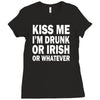 kiss me i'm drunk or irish Ladies Fitted T-Shirt