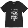care about pizza and 3 people girls V-Neck Tee