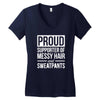 supporter of messy hair and sweatpants lounge funny Women's V-Neck T-Shirt