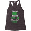 blessed god by spoiled by my husband protected by both Racerback Tank