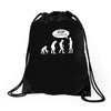 banksy funny human evolution indie Drawstring Bags