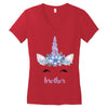 birthday unicorn family series brother Women's V-Neck T-Shirt