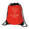 all i care about is pizza Drawstring Bags