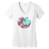 japanese pastel kawaii anime meme surf beach wave Women's V-Neck T-Shirt