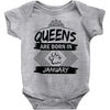 Queens Are Born In January Baby Onesie