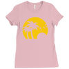 beach silhouette birds sand sunset Ladies Fitted T-Shirt