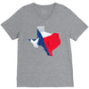 Eroded Texas Map With Flag V-Neck Tee