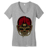 american football skull Women's V-Neck T-Shirt