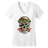 burger skull Women's V-Neck T-Shirt