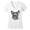 blue and tan frenchie Women's V-Neck T-Shirt