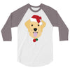 golden retriever dog with red santa's hat 3/4 Sleeve Shirt