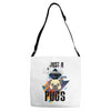 who loves pugs Adjustable Strap Totes