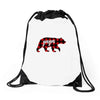 papa christmas bear Drawstring Bags