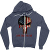 skull us flag live free or die Zipper Hoodie