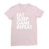 eat sleep game repeat Ladies Fitted T-Shirt