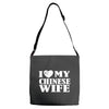 i love my chinese wife Adjustable Strap Totes