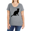cat black had Ladies Curvy T-Shirt