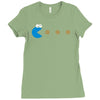 funny 80s pacman cookie monster retro gaming Ladies Fitted T-Shirt