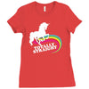 totally straight funny rainbow unicorn Ladies Fitted T-Shirt