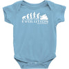 motorbike motorcycle ape to evolution sticker transfer iron on Baby Onesie