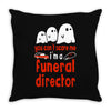 can't scare me halloween funeral direct Throw Pillow