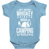 whiskey and camping! Baby Bodysuit