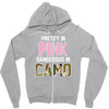 pretty in pink dangerous in camo Zipper Hoodie