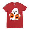 pumpkin with boo Ladies Fitted T-Shirt