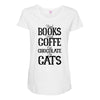 read books drink coffee eat chocolate pet cats Maternity Scoop Neck T-shirt