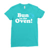 Bun in the Oven with Heart Baby Boy Ladies Fitted T-Shirt