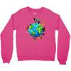 animal polygon around the planet Crewneck Sweatshirt