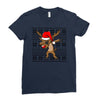 christmas reindeer dabbing Ladies Fitted T-Shirt