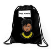hey auntie killmonger Drawstring Bags