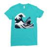 Great White Wave Shark Ladies Fitted T-Shirt