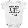 weekend forecast biking with a change of wine Baby Bodysuit