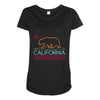 neon sign california republic flag bear Maternity Scoop Neck T-shirt