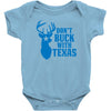 don't buck with texas funny Baby Onesie