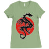 sun dragon with pearl   black red white Ladies Fitted T-Shirt