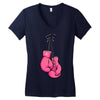 boxing gloves breast cancer Women's V-Neck T-Shirt