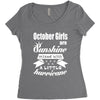 October Girls Are Sunshine Mixed With A Little Hurricane Women's Triblend Scoop T-shirt