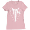 tuxedo wedding marriage prom holiday fancy dress cool geek nerd Ladies Fitted T-Shirt