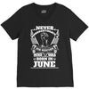 Never Underestimate Dog Rescuer Who Was Born June V-Neck Tee
